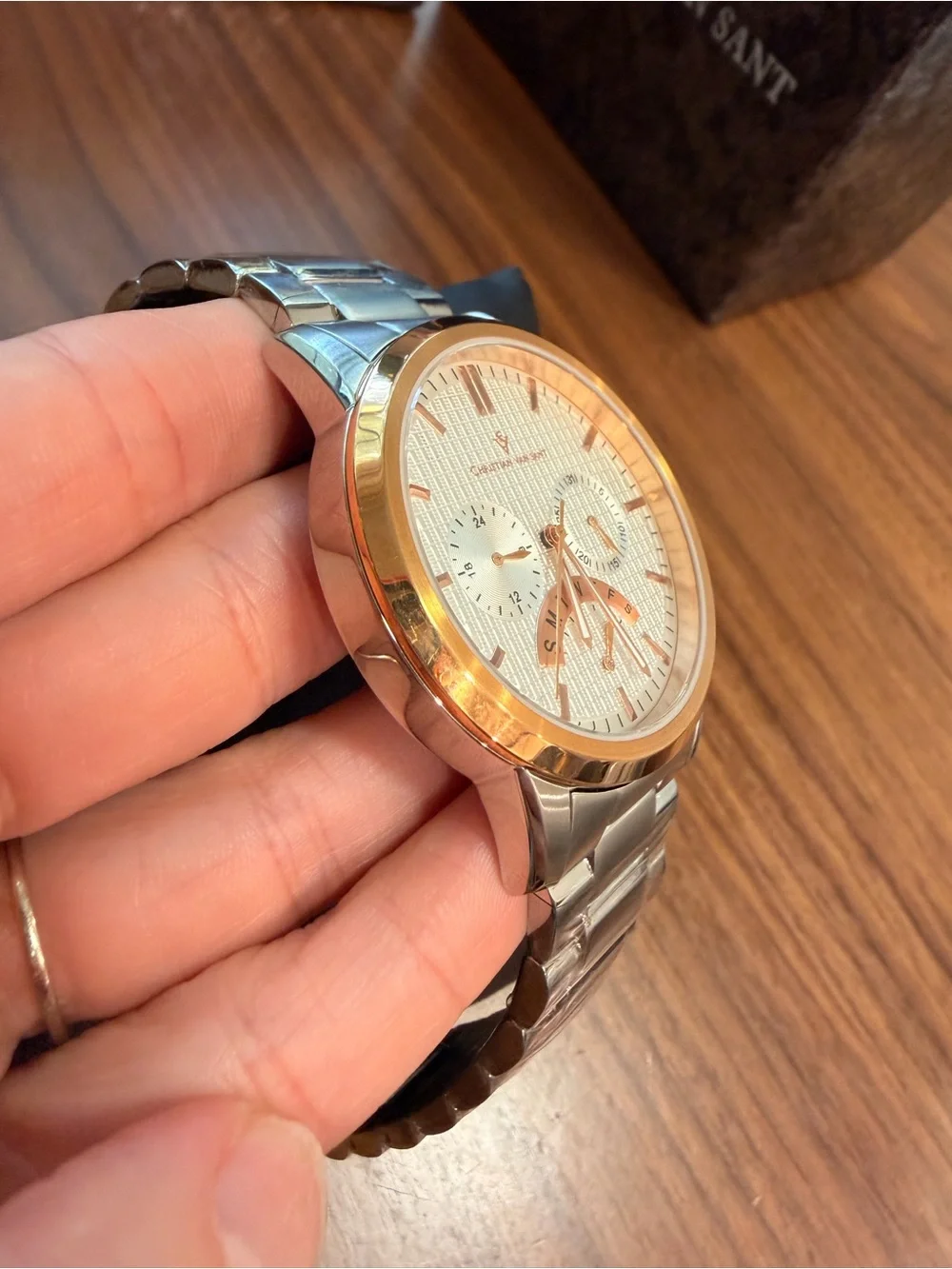 NEW Christian Van Sant Alden CV0322 Two-Tone Silver and Gold Men’s Dress Watch